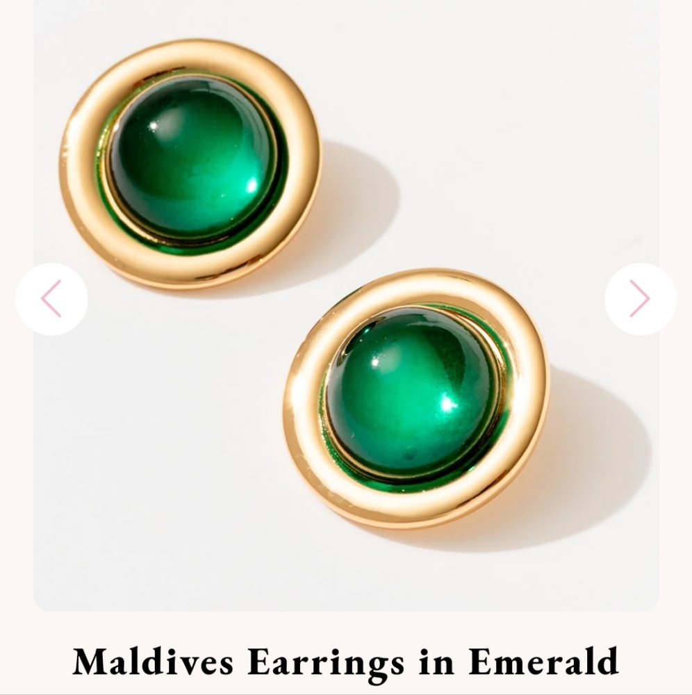 Fisher Sterling Maldives Necklace in Emerald 14k Gold Plated Earings New